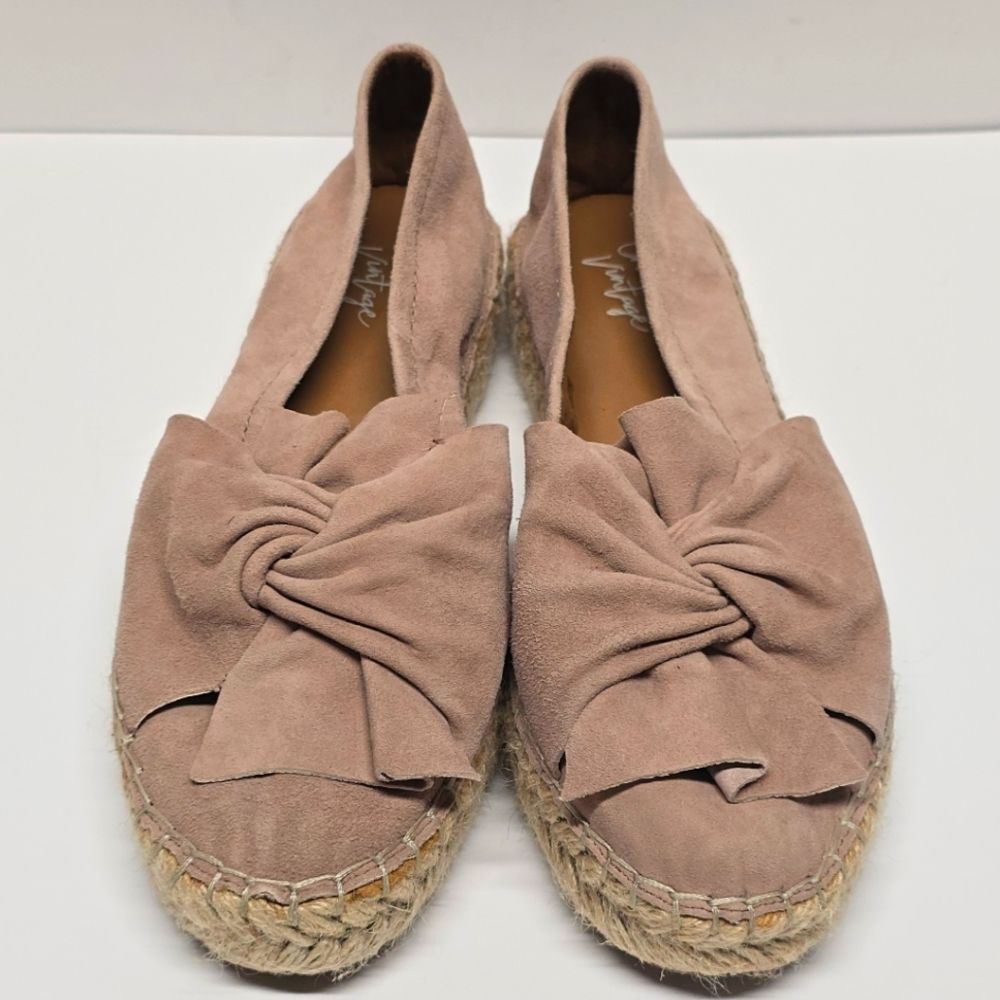 NEW Crown Vintage Hermosa Blush Pink Genuine suede espadrille Shoes Women's 7